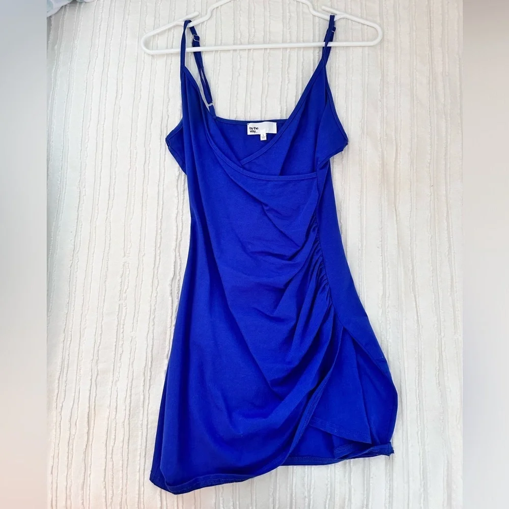 by The Way. Cobalt Blue Wrap Bodycon Dress Size S - Picture 2 of 5